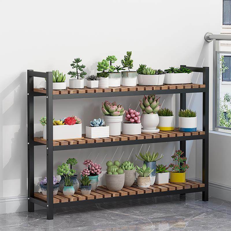 花架置物架多层阳台落地式客厅窗台多肉花盆铁艺实木室内2025新款
