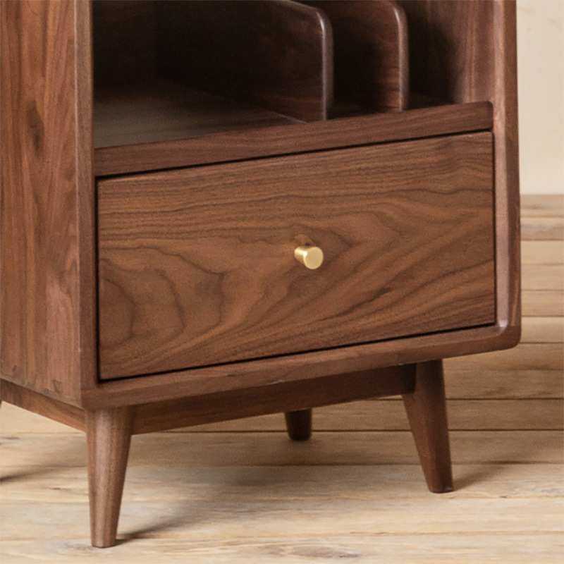 崇匠家具全实木床头柜北欧卧室极简黑胡桃木床边柜简约收纳柜柜子