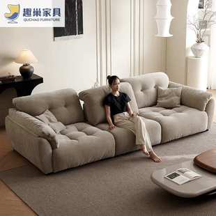 简约现代云朵沙发免洗可移动靠背超宽网红沙发极简雪尼尔直排沙发