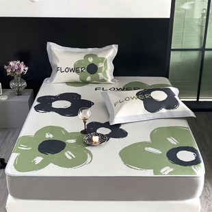 高级感轻奢风可水洗冰丝软凉席三件套双人床笠款 夏天凉感床席1.8m