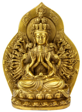 铜千手观音佛像摆件家用菩萨小号属鼠守护神本命佛