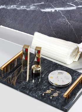 现代简约天然大理石托盘摆件客厅桌面果盘摆设酒店样板间软装饰品