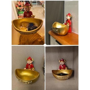 财神爷家用玄关进门入口鞋柜客厅开业乔迁招财装饰品钥匙收纳摆件