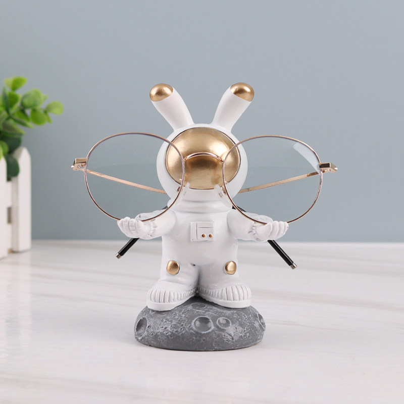 创意可爱太空兔动物眼镜层架眼镜店装饰品办公室摆件桌面眼镜支架