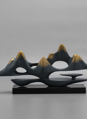 新中式禅意家居假山摆件客厅玄关电视柜装饰品办公室桌面风水摆设