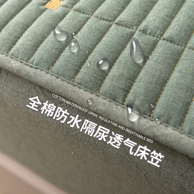 a类纯棉加厚夹棉防水床笠100全棉隔尿床罩席梦思床垫保护套防尘螨