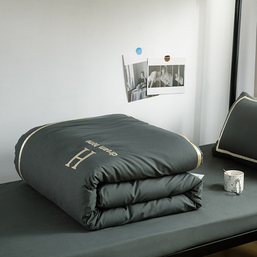 北欧风深灰床上三件套宿舍单人床单被罩大学生下铺0T.9六件纯色4