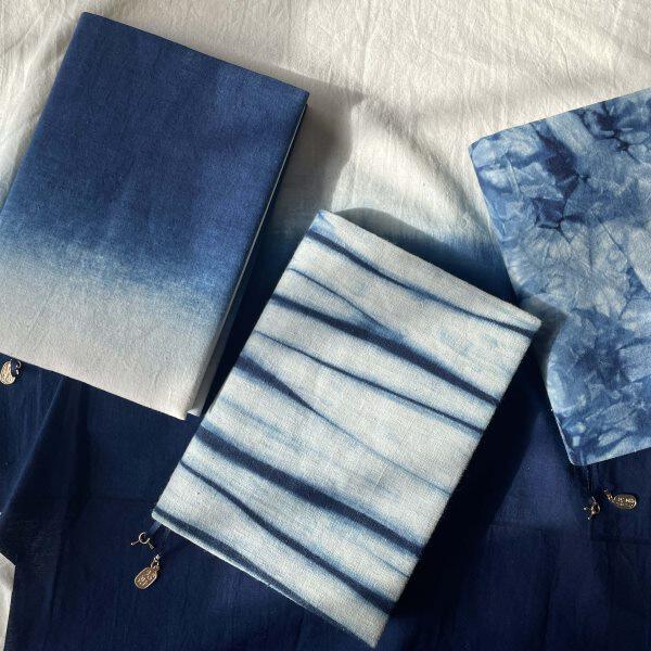 A6衣扎染书皮手账6书衣蓝复古A5保护套手工一b染国风叶 书套布