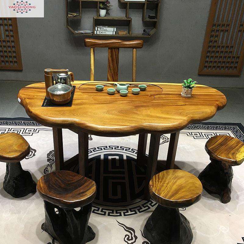 胡桃木大板茶桌实木茶台阳台茶几烧水壶嵌入式整套单桌茶海家用图片