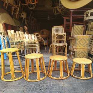 云南手工制藤编凳圆凳矮凳竹凳跳舞圆凳子家居喝茶高凳实新品