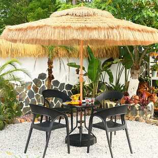 网红户外茅草伞罗马中柱伞花园别墅稻草伞仿真室外草棚庭院阳光伞