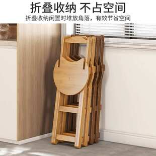 厨房折叠椅家用洗菜池折叠高凳子成人实木椅子吧台椅带靠背交叉厚