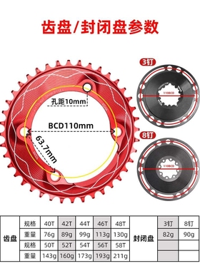 公路自行车4爪110BCD正负齿单盘片气动功率计齿盘封闭盘GXP3钉8钉