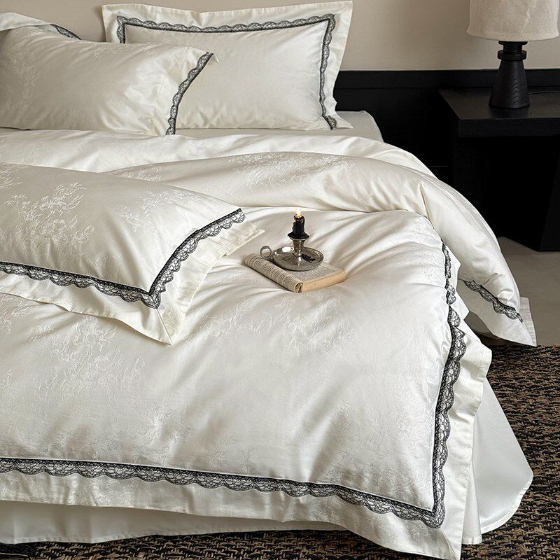 法式复古轻奢风100S提s花全棉四件套贡缎长绒棉裸睡四季主卧室床
