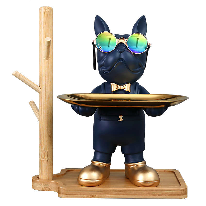 圣优顿斗牛犬入户钥匙托盘收纳摆件客厅玄关鞋柜U装饰品乔迁新居