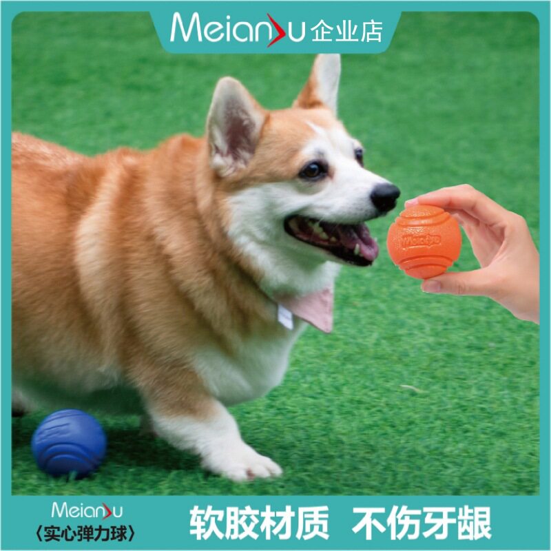 Meianju宠物狗弹力球 耐咬实心球橡胶啃咬玩具球户外投掷寻回训练
