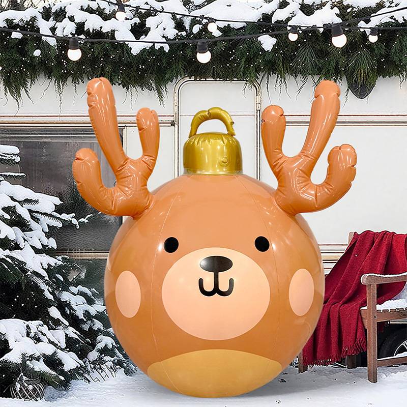 现货Christmas圣诞球加厚PVC雪花球商场氛围布置装饰充气球
