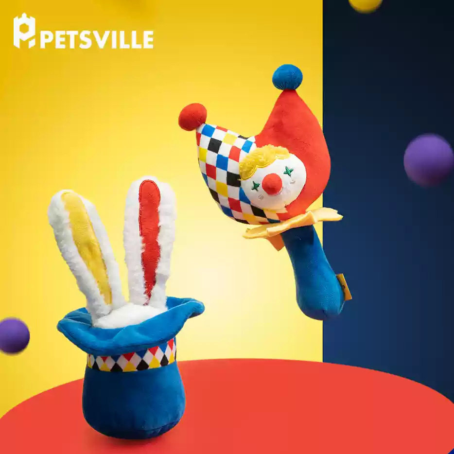 PETSVILLE派思维马戏团系列小丑兔子狗狗发声毛绒玩具狗狗召唤器
