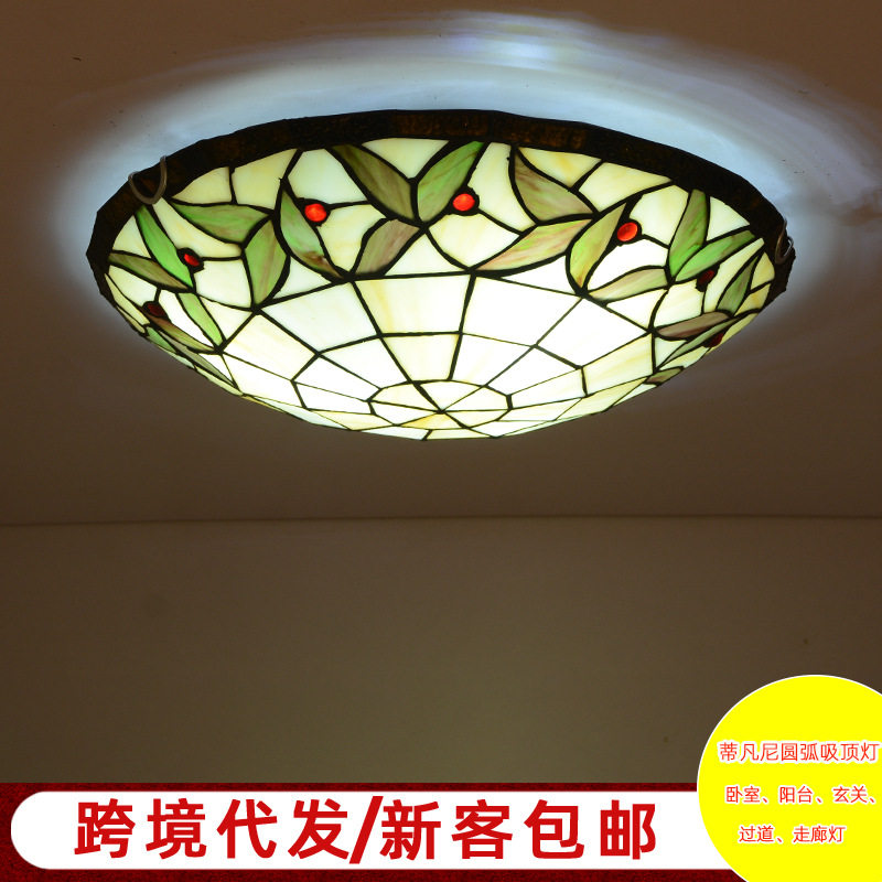 一件代发欧式超薄吸顶灯家装卧室阳台玄关手工质感艺术玻璃吸顶灯
