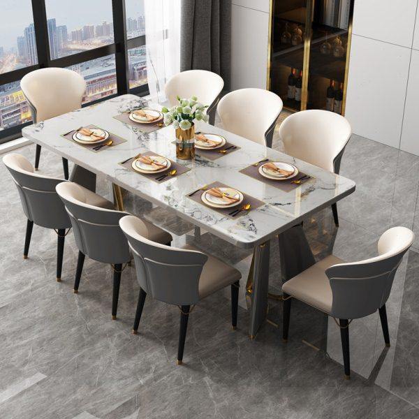 亮光岩板餐桌现代意式轻奢高端长方形大理石家用小户型餐桌椅组合,住宅家具,岩板餐桌,淘宝优惠券,粉丝福利购,淘宝优惠卷