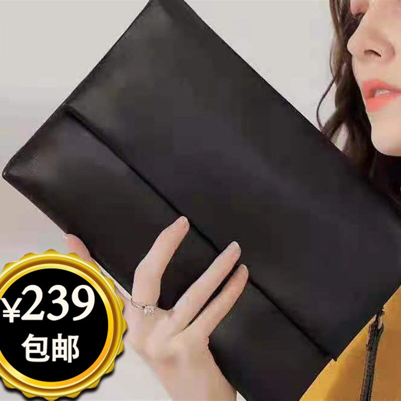 纯牛皮手拿包女2021新款简约百搭大容量信封包R高档夹包真皮手抓