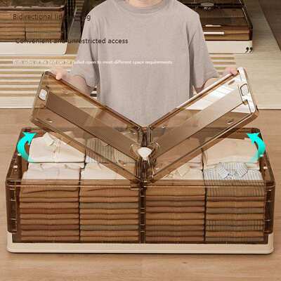 Foldable Under-bed Storage Box with Wheels and Drawer Design