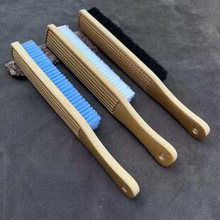 马鬃超长老玉竹柄马颈鬃手工绑线文玩核桃金刚软万毛耐磨蓝丝刷子