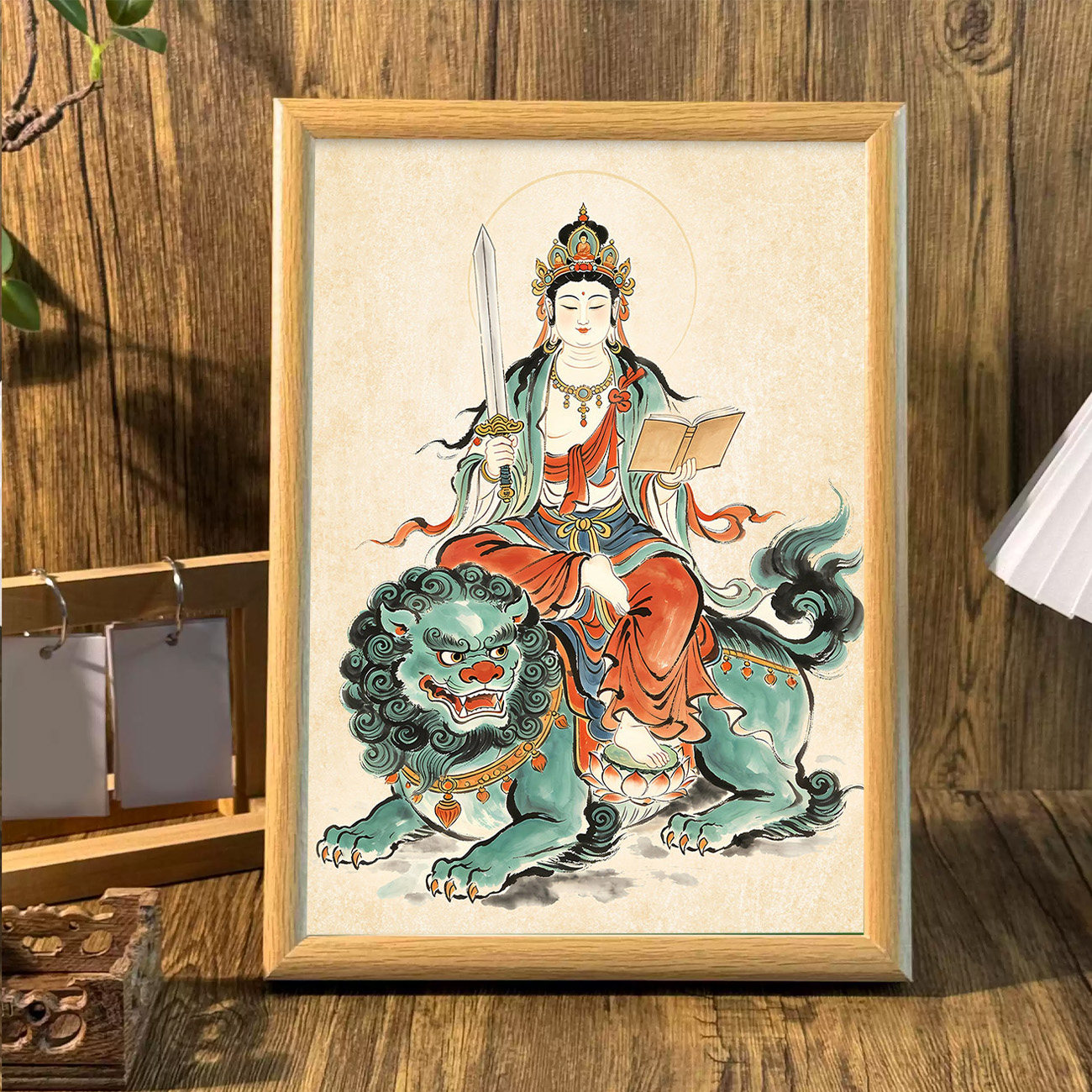 文殊菩萨相框中高考摆件