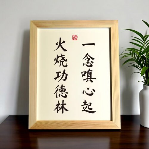 一念嗔心起火烧功德林禅语摆件