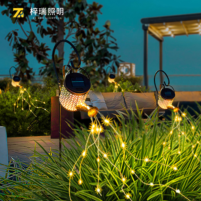 太阳能水壶灯别墅镂空光影防水挂灯花园布置景观灯U户外庭院装饰