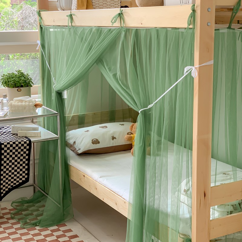一体无支架蚊帐学生宿舍上下铺通用E专防尘顶布网纱1米宽单人简易