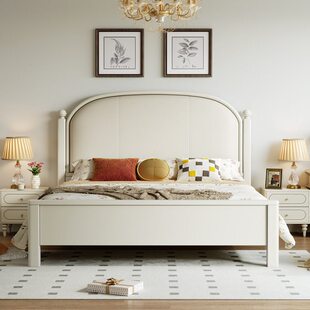 1米1.8米女孩5现代简约单人风实木床带软公主次卧奶油孩靠儿童男