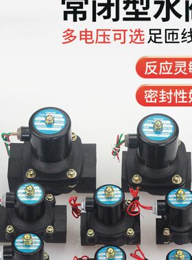 24V电2204分阀全铜塑料常闭电磁阀2线6分阀气水阀寸开关V阀磁控制