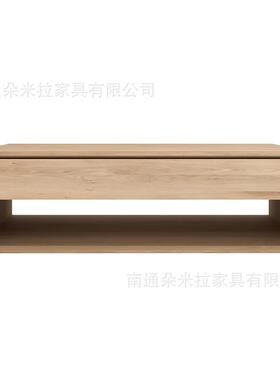 弄舍北欧简约橡木实木茶几客厅小户型家用储物茶桌方形比利时