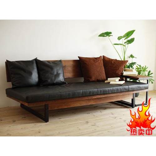 美式复古实木铁艺客厅沙发椅边几组合酒吧卡座咖啡厅沙发椅靠背椅