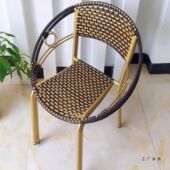 藤椅子藤编椅阳台户外休闲椅家用编藤靠背椅简约矮凳庭院防水椅