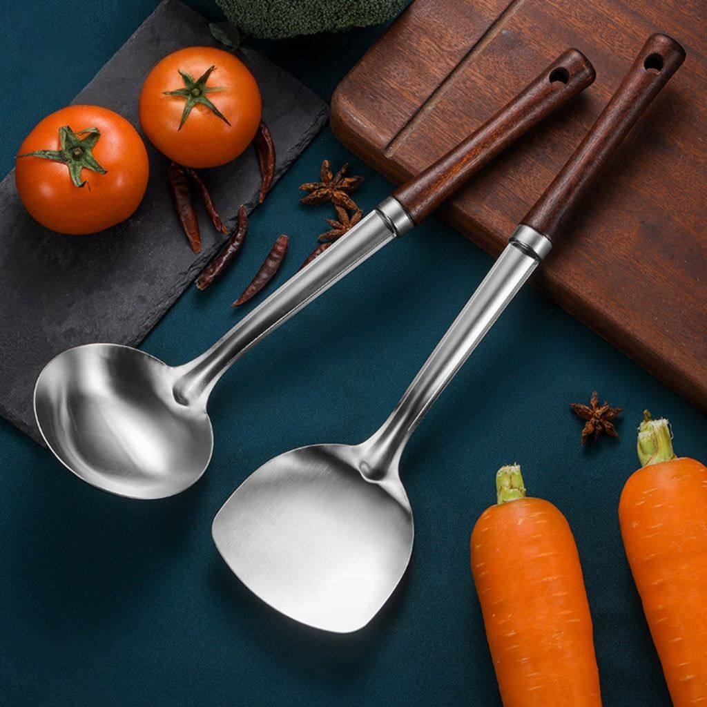 食品级不锈钢木柄手柄烹饪勺铲厨具多件套装防烫汤勺锅铲勺铲套件,厨房/烹饪用具,锅铲,淘宝优惠券,粉丝福利购,淘宝优惠卷