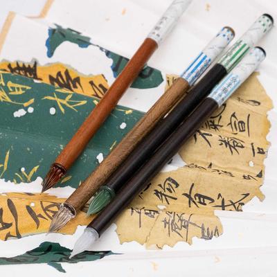 放羊滩木杆蘸水笔 彩墨试色玻璃笔 手工制作打磨原木笔