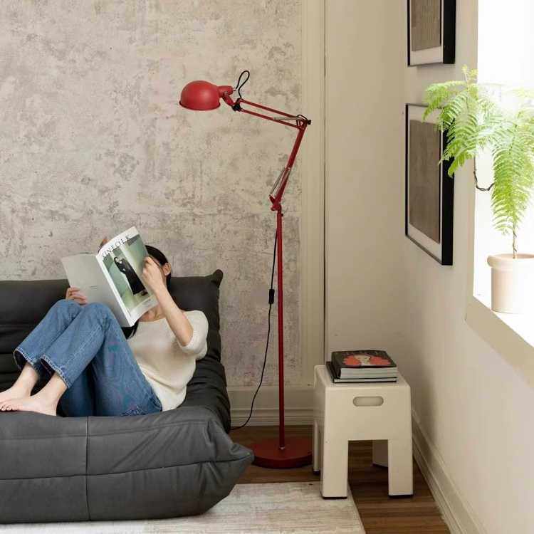 阅读美式机械调节落地灯客厅卧室床头书房学习立式台灯麻将钓鱼灯