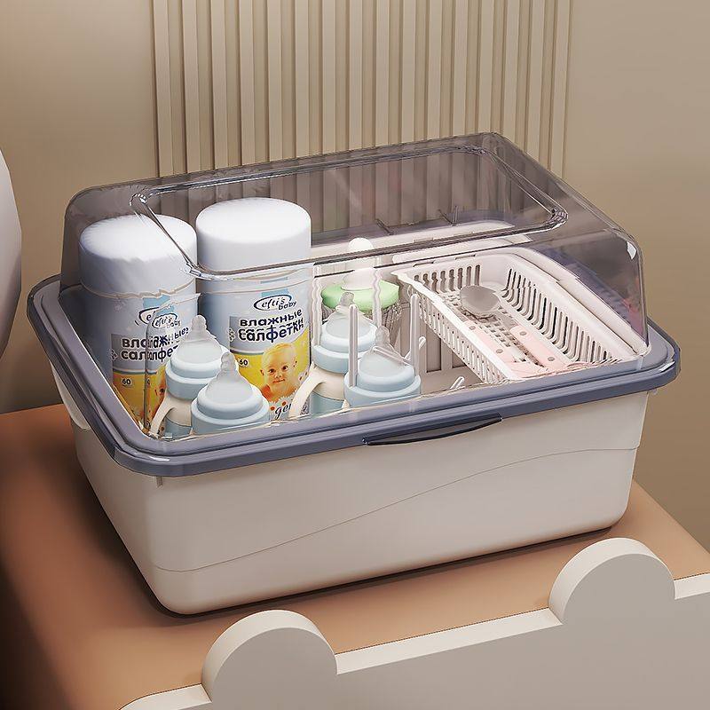 奶瓶收纳箱大容量翻盖防尘沥水架带盖婴儿用品辅食餐具玩具收纳盒,家庭/个人清洁工具,杯架,淘宝优惠券,粉丝福利购,淘宝优惠卷