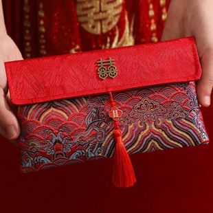 红包2025新款万元订婚改口费大号一对布艺父母红包袋利是喜包