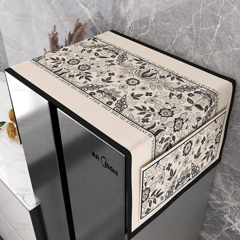 冰箱防尘盖布轻奢高档双开门防尘罩洗衣机通用型顶部可收纳散热型