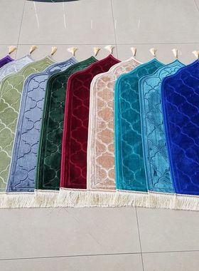 压花拉舍尔短毛加厚8mm祈祷卧室地垫柔软尖角拱形prayer mat家用