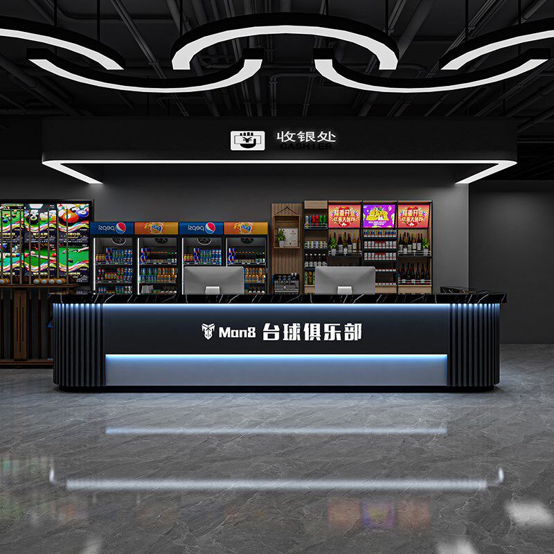 工业复古风收银台俱乐部台球厅前台接待台酒吧餐厅吧台桌转角定制