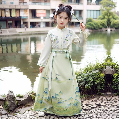汉服女童2024春秋新款国风儿童古装马面裙套装超仙古风演出服汉服