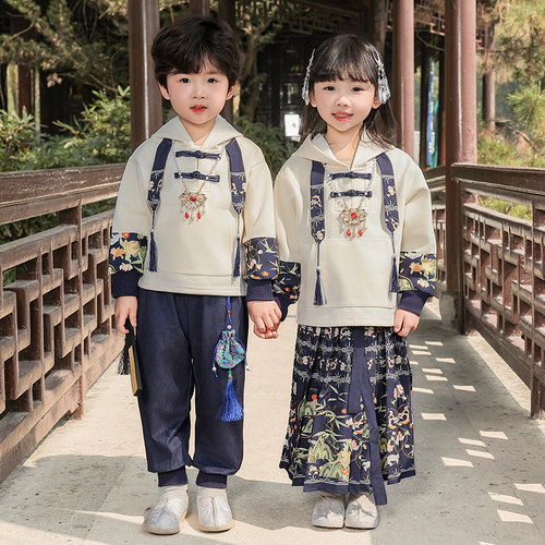 儿童马面裙2024新款套装卫衣春秋国风古装汉服女大童古风裙演出服