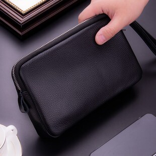 新款手拎包男款真皮手拿包男高级感夹包软牛皮大容量时尚休闲手包