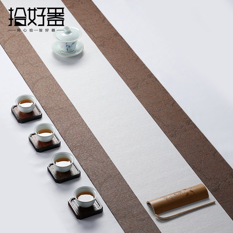 防水茶席棉麻布禅意茶桌垫布 日式茶具配件干泡茶巾 布艺桌旗中式图片