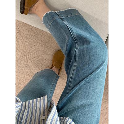 花边直筒牛仔裤女2025秋