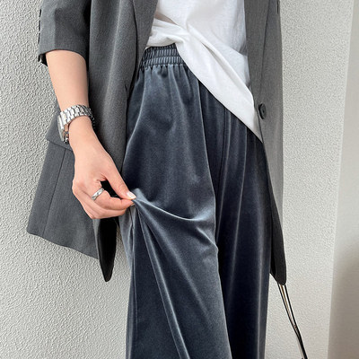 金丝绒阔腿裤女春秋2025